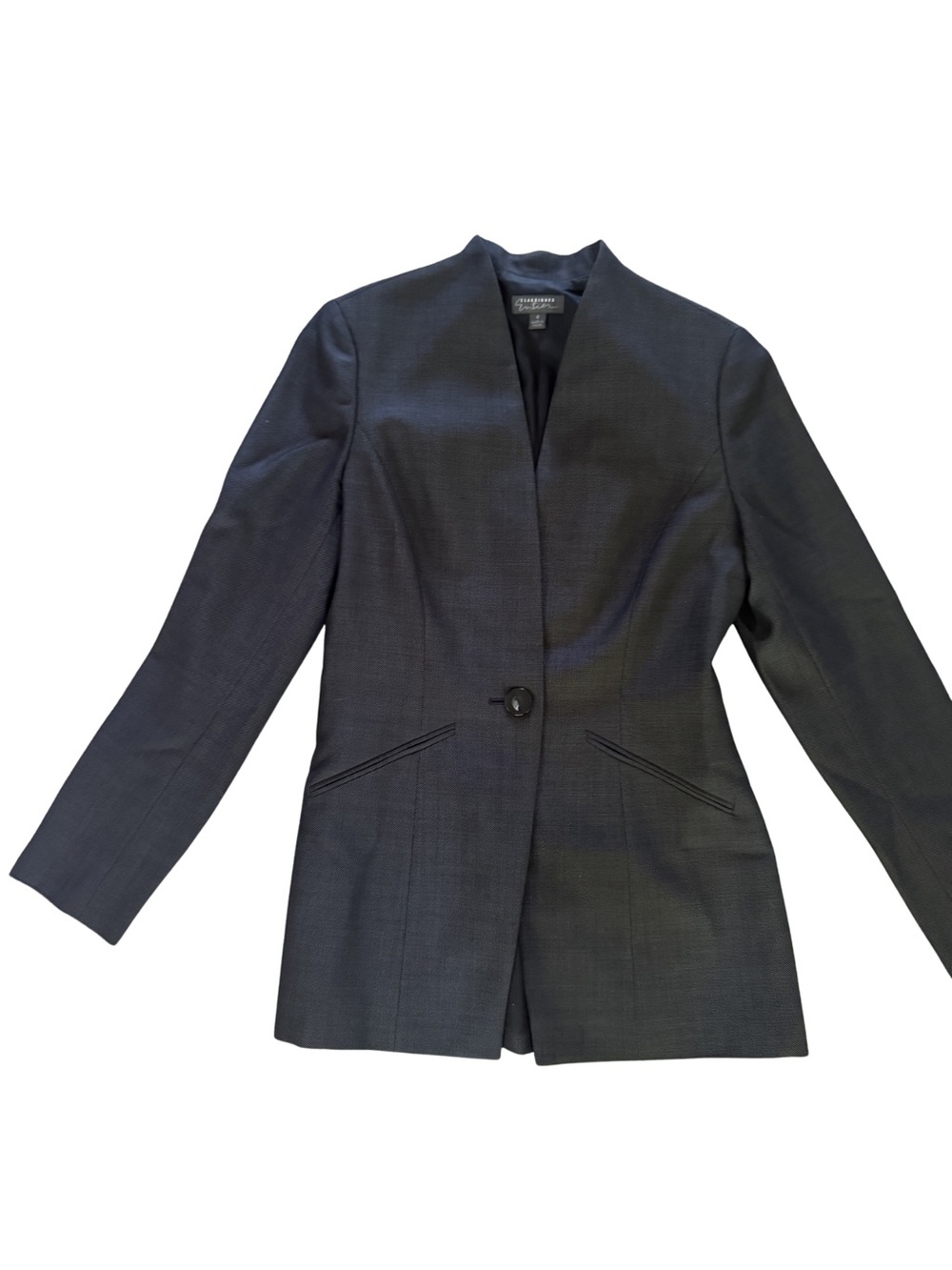 Tahari ASL Charcoal Single-Button V-Neck Blazer